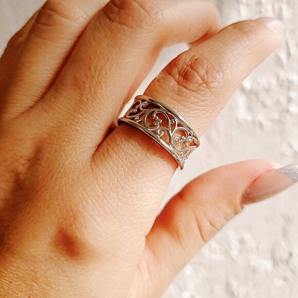 Women's 925 Sterling Silver Vines Ring Spiral Band Bali Bohemian Boho Thumb Ring - Picture 2 of 10